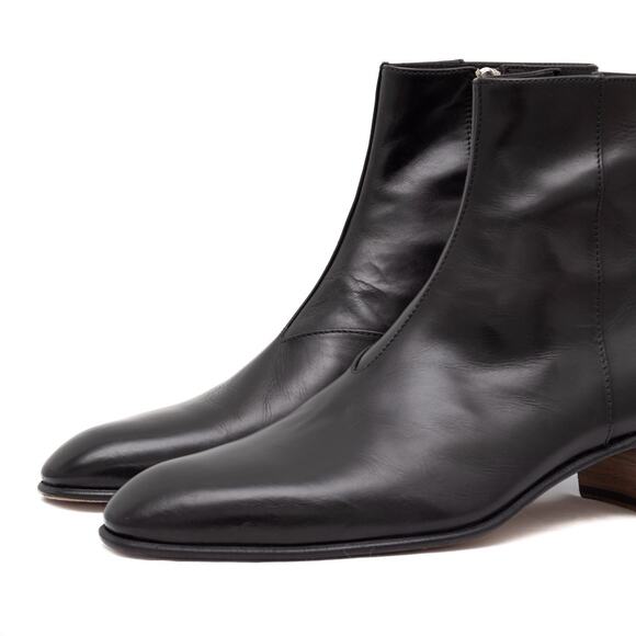 ALESSANDRO VASINI SONNY 40MM ANKLE ZIP BOOT IN BLACK CALFSKIN 43.5/US10.5 - Picture 3 of 14